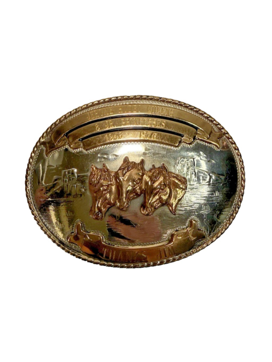 Comstock Accessories - Vtg Comstock Rodeo Queen Cowboy Horse Sterling Silver Western Trophy Belt Buckle